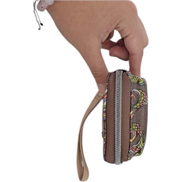 Sakroots Multi-Color Wristlet Wallet With Glitter Accent and Bird Sketch - Picture 4 of 7